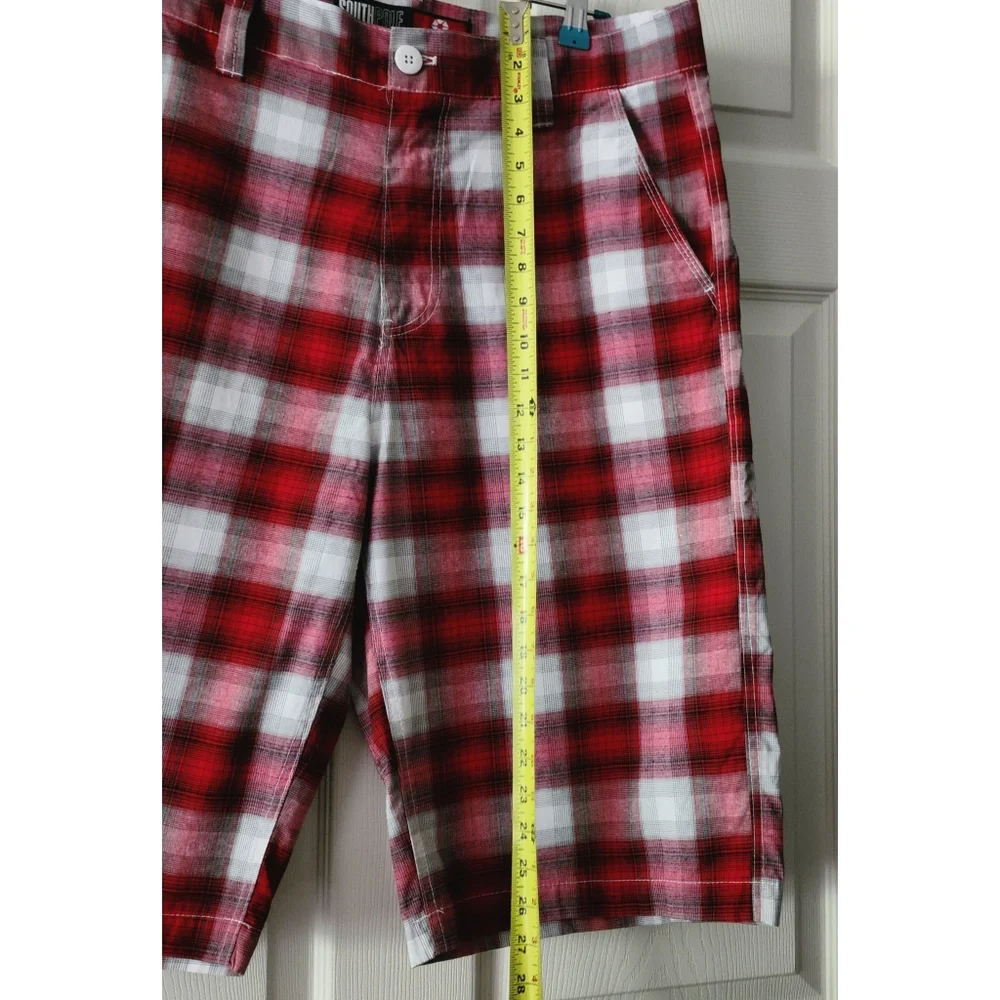 SOUTH POLE Red & White Plaid Shorts.